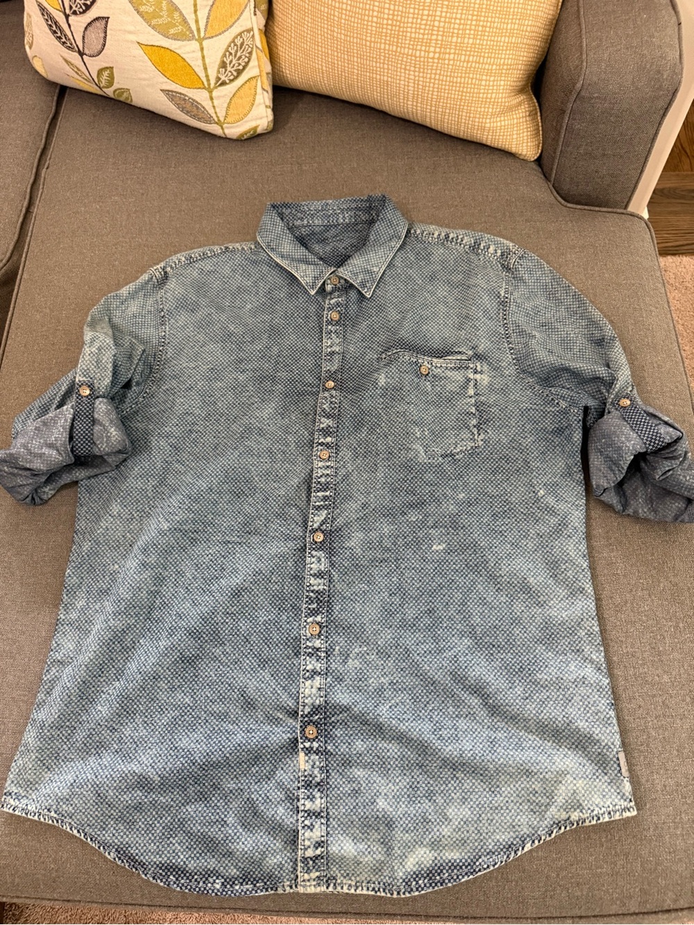 Calvin Klein Jeans Light Washed Blue Denim Button-Down Shirt